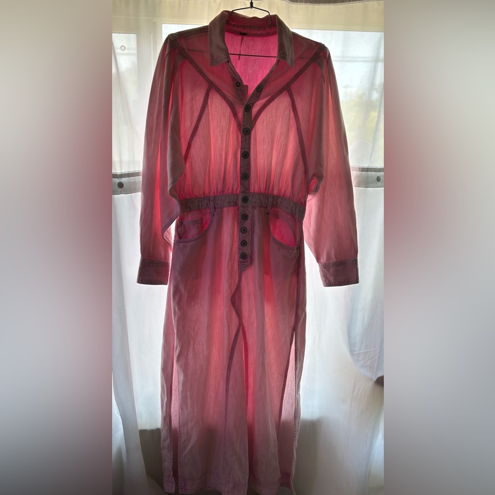 NWT Free People Pink Mad Love Denim Midi Dress, Size S - Picture 4 of 12